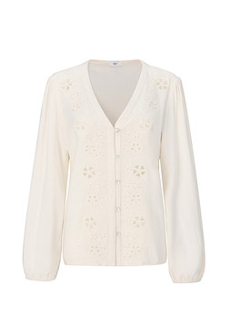 Long Sleeve Broiderie Blouse Ecru £45