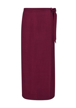 Mock Wrap Linen Blend Midi Skirt Ruby £39