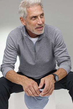 Men's Textured Half Zip Top, Frost Grey, £40- Available from 28th December