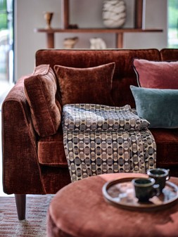 TEXTURALISM & MATERIALITY - Cricket 3 Seater in Luxe Chenille Burgundy All Over, £1199.