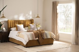 Shelly Gold Fabric Double 4’6′ Storage Bed Frame (RRP €1199) NOW €649