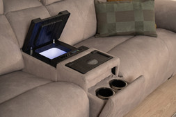 Hollywood Grey Fabric 2.5 Seater Electric Recliner Sofa with Fridge RRP€5559 NOW €2999