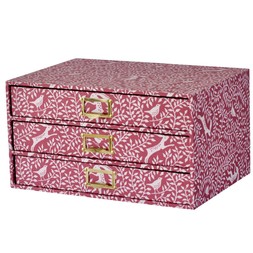 A Flight of Dancing Hare Patterned Paper-Covered Collector's Drawers