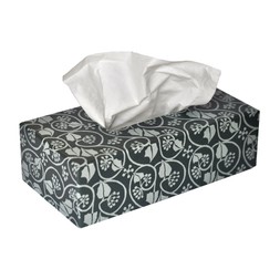 An Oblong Tissue Box Cover in Small Ivy Stripe Blackthorn