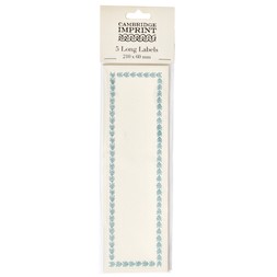 Five Long Self Adhesive Labels with Turquoise Border