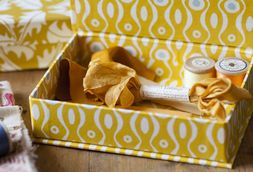 Postcard Box Persephone Mustard and Turquoise