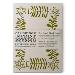 10 Small Cards with Patterned Border in Bawden Green
