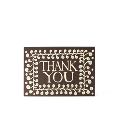 Pack of 10 Cards Thank You Pattern Coffee and Sky Blue