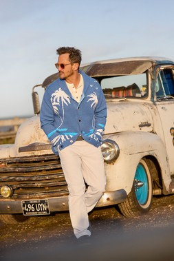 Palm Tree Cardigan £65 & Cool In Cord Cream Trousers £45