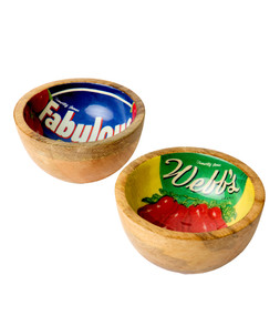 Retro Tomato Mango Wood Snack Bowls Set Of 2 £15