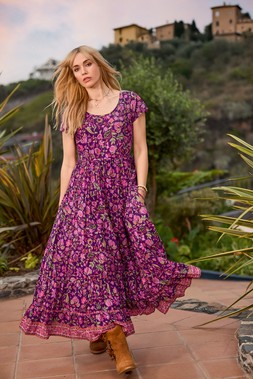 Heidi Crinkle Cotton Border Print Dress £60