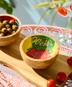 Retro Tomato Mango Wood Snack Bowls Set Of 2 £15