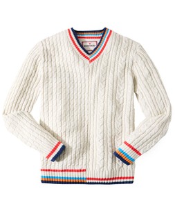 MK373A Preppy Cable V-Neck Jumper Cream £49