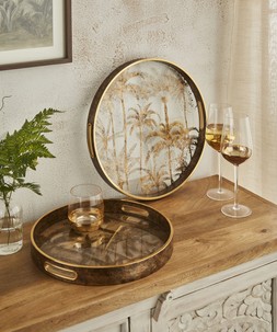 Serene Bohemian Pretty Palm Tree Serving Trays Set Of 2 £48 ZK409A 1