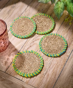 Serene Bohemian Reclaimed Sari Jute Pack Of 4 Coasters £8 ZK424A 1