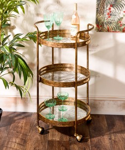 Serene Bohemian Wanderlust Mirrored Drinks Trolley £175 ZA742A 1