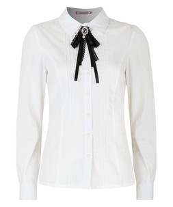 WA448A Perfect White Shirt With Detachable Statement Brooch White £48