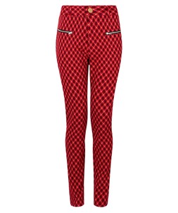 WB686A Retro Check Ponte Trousers Red £50