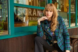 WJ750A Chloe Check Biker Jacket Green £90 084