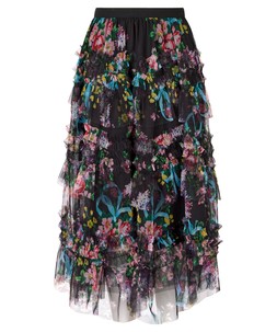 WS485A Florrie Mesh Ruffle Midi Skirt Black £55