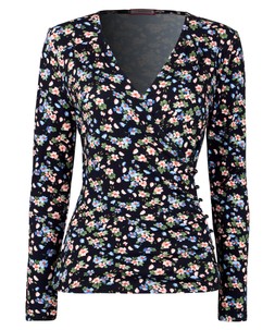 WU230A Josie Ditsy Floral Wrap Top Black £40