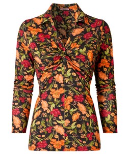 WU232A Autumn Florals Twist Front Top Orange £40