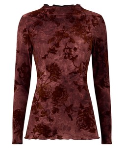 WU241A Autumn Days Flocked Jersey Top Berry £45