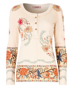 WU250A Remarkable Printed Patchwork Henley Top Cream £45