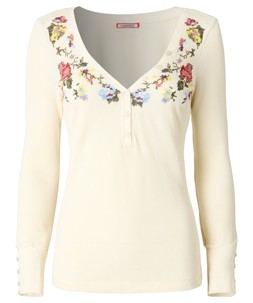 WU251A Exquisite Embroidered Henley Top Cream £45