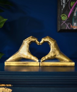 Antique Gold Heart Hand Bookends £38