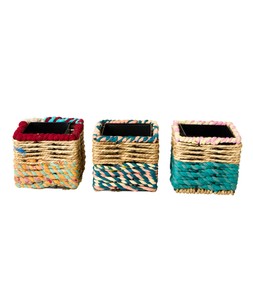 Reclaimed Sari Planters Set £25