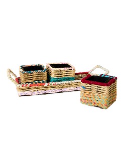 Reclaimed Sari Planters Set £25