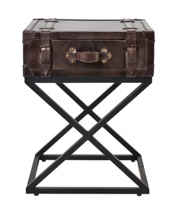 Rustic Leather Trunk Side Table £195
