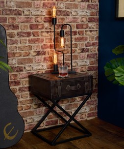 Rustic Leather Trunk Side Table £195