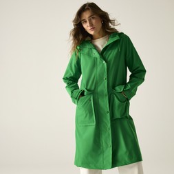 Orla Kiely Longer Length Waterproof Jacket | Giant Square Flower Green