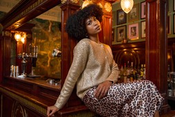 Roman Metallic Knit Cardigan