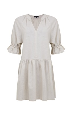 TK Maxx - cream linen v-neck dress &pound;29.99 (RRP &pound;XX)