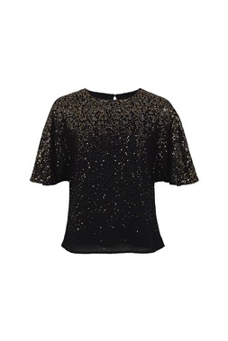 TK Maxx Women Black And Gold Sequin Top £16.99 (RRP £55) 18036