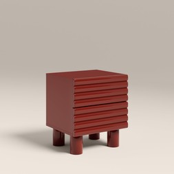 Raphael 2 Drawer Square Bedside Table | High Gloss Burgundy