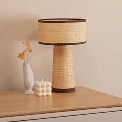 Koen Table Lamp, Raffia & Mocha