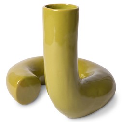 HKliving Ceramic Twisted Vase, Glossy Olive