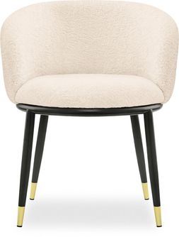 Theo Carver Dining Chair, Ivory White Boucle