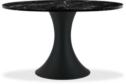 Hudson 4 Seat Round Dining Table, Black Marble & Black