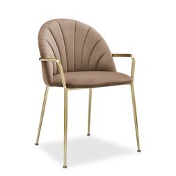 Sylvia Carver Dining Chair, Taupe Sustainable Velvet