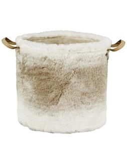 White Grey Furry Basket