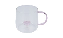 Homesense-glass mug with heart &pound;6.99 (RRP &pound;XX)