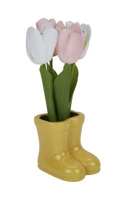 Homesense-small yellow boots with fake tulips &pound;8.99 (RRP &pound;XX)