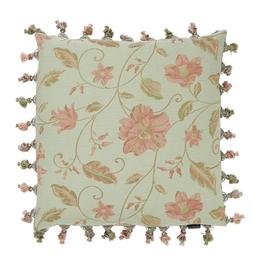 Floral Cushion with Tassel Fringe