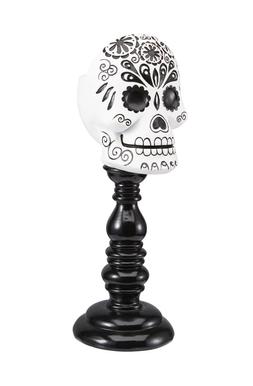 White Sugar Skull Candle Stick