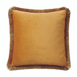 BEDROOM Ochre Fringed Velvet Cushion £16.99
